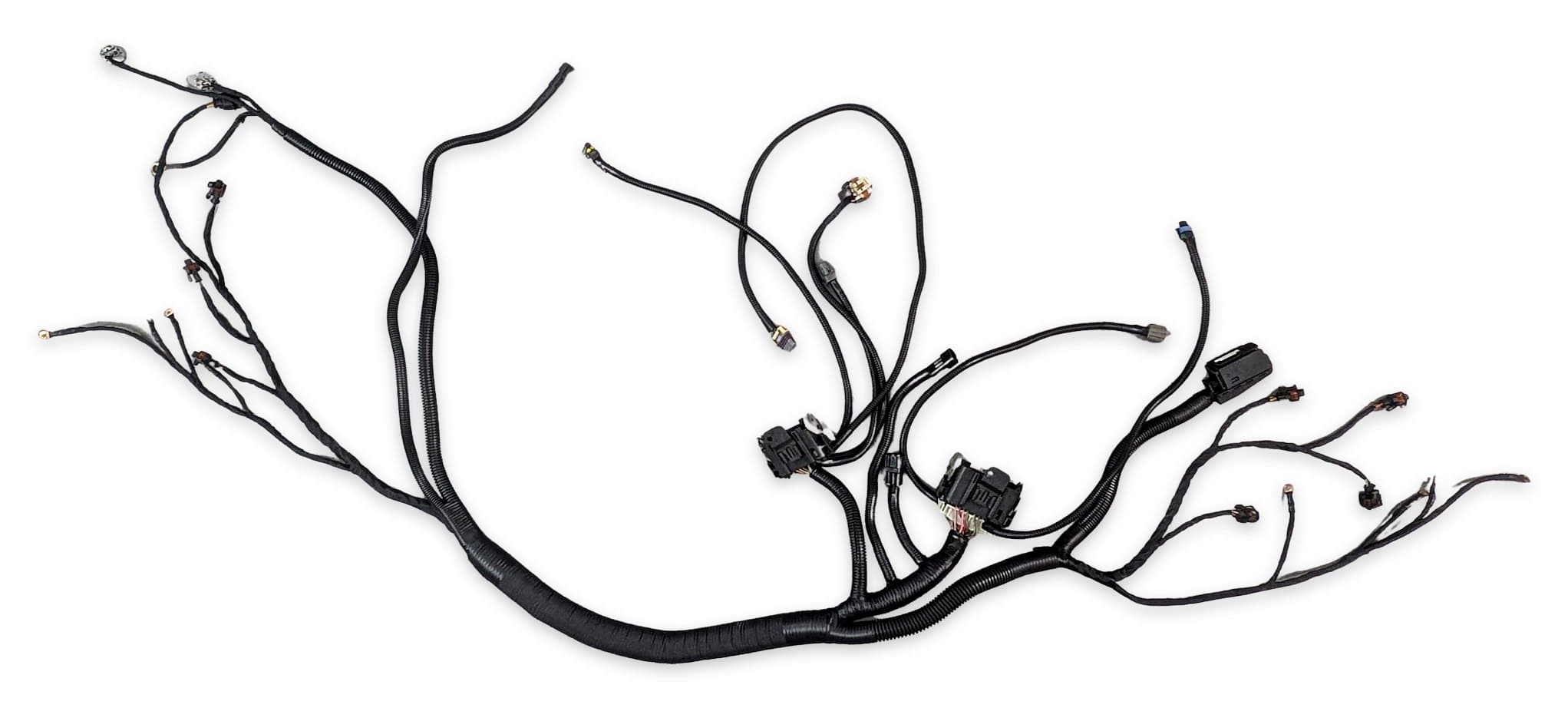 Upper engine harness laid out flat with all of its connectors